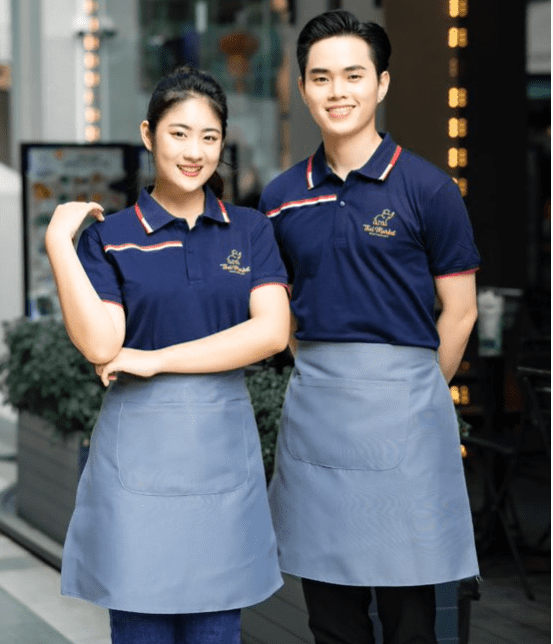Đồng phục quán trà sữa màu xanh đẹp