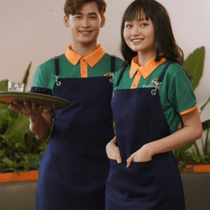 Đồng phục quán trà sữa tạp dề áo thun