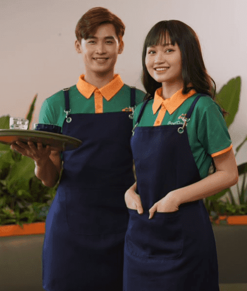 Đồng phục quán trà sữa tạp dề áo thun
