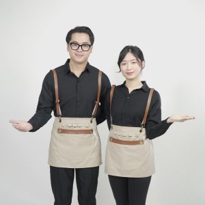 Đồng phục tạp dề màu nâu nhạt ngắn nửa người cao cấp