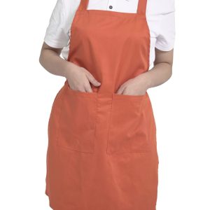 Đồng phục tạp dề màu cam vải kaki dáng xuông