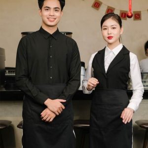 Đồng phục tạp dề nhà hàng màu đen đậm chất Tây Âu