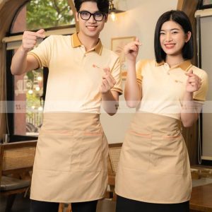 Đồng phục tạp dề dáng ngắn màu vàng nhạt nhà hàng Thái Lan