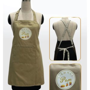 Tạp Dề Bánh Mì màu be kiểu dáng vintage in logo