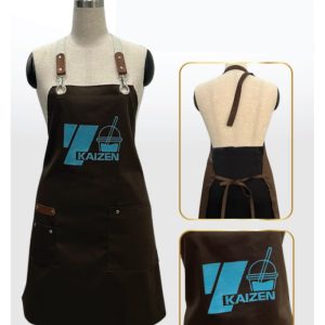 Tạp Dề Cà Phê đeo chéo màu nâu phối dây da cá tính