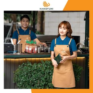 Tạp dề cà phê màu nâu, form Loose Fit, vải cotton lạnh [Giá rẻ] 