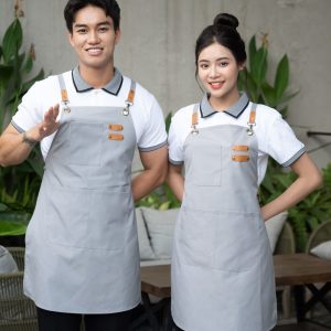 Tạp dề cà phê màu xám thiết kế đơn giản, form Loose Fit, vải kaki [BÁN CHẠY] 