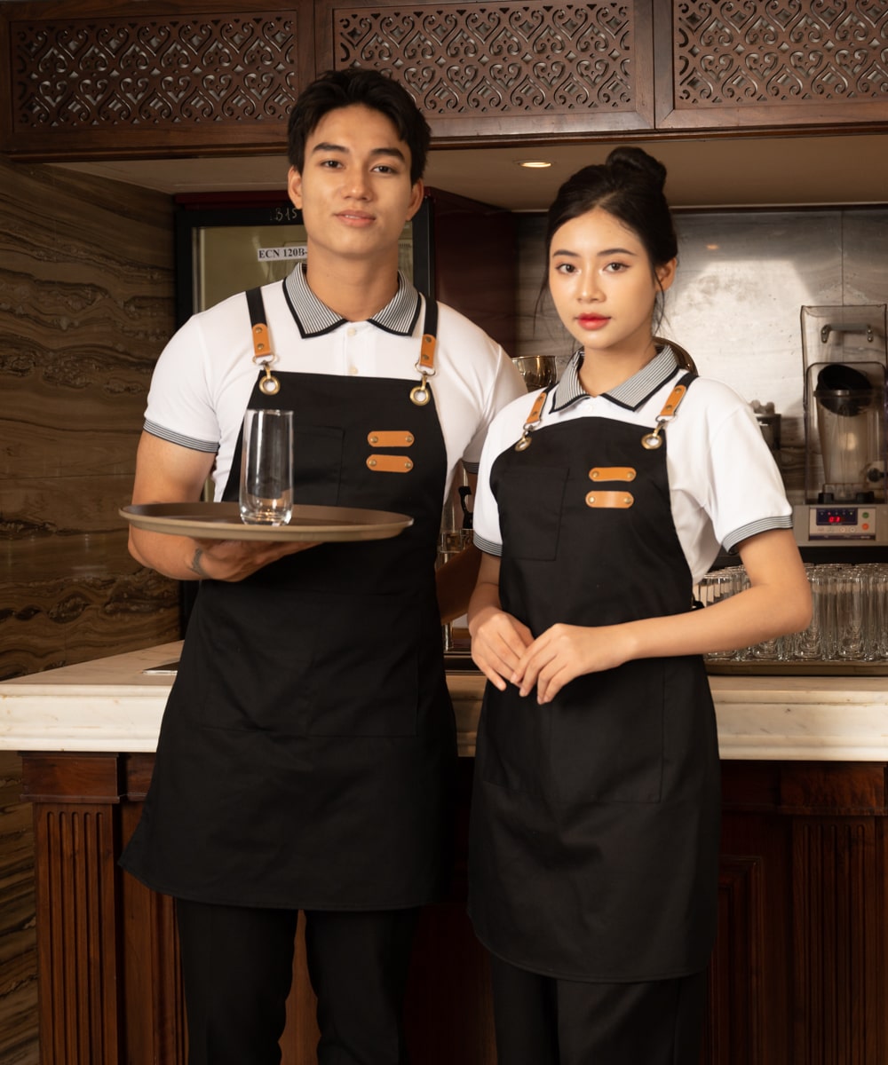 Đồng phục tạp dề màu xanh đen thời trang