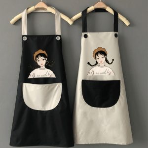 Tạp dề nails dạng yếm phối túi in hình cô gái