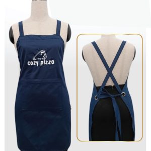 Tạp dề yếm vải màu xanh tím than, dây chéo phía sau